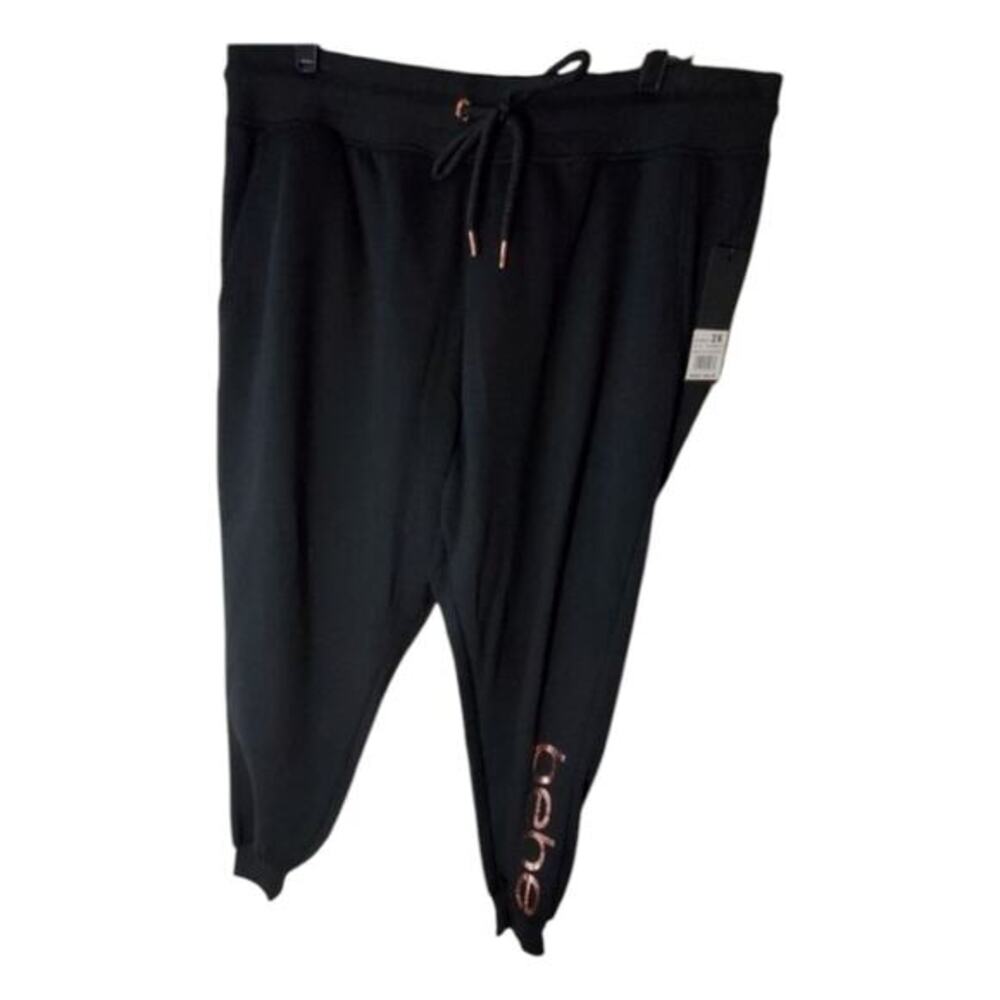 Bebe rose gold logo Black sweat‎ athletic joggers plus size 2X New